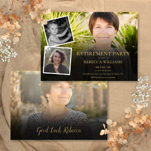 4 Photo Collage Retirement Party Invitation