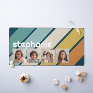 4 Photo Collage Retro Bande - bleu et or