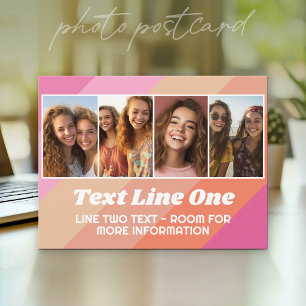4 Photo Collage - Retro Stripes - chunky text Postcard