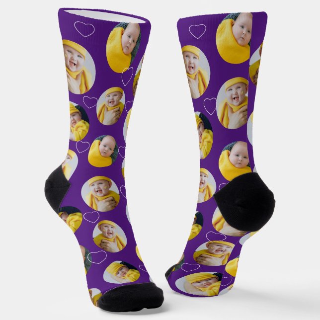 4 Photo Collage Template Make Your Own Fun Socks (Angled)