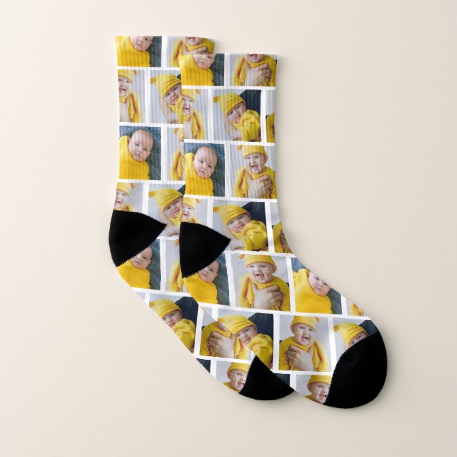 4 Photo Collage Template Make Your Own Fun Socks (Pair)