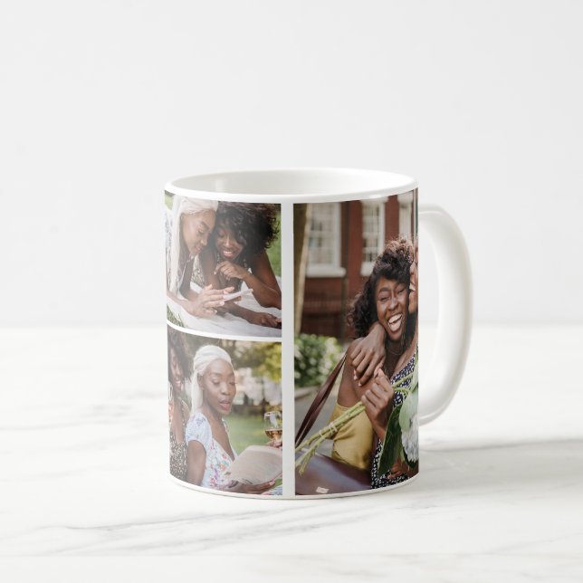 4 Photo collage template personalized Coffee Mug (Front Right)