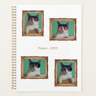 4 Photo Collage Vintage Frame Cats Pets Family Planner