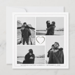 4 Photo Collage Wedding Anniversary Name & Date Announcement