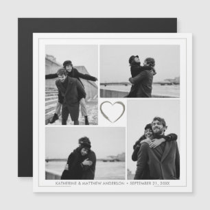 4 Photo Collage Wedding Announcement Magnetic Card