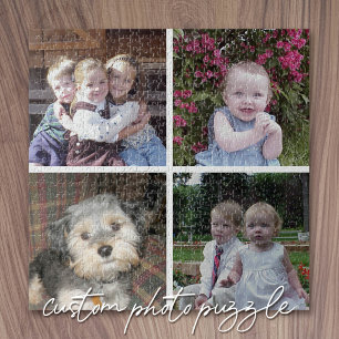 4 Photo Collage with Minimal White Background Jigsaw Puzzle