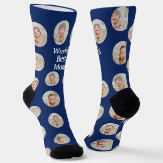 4 Photo Collage Worlds Best Mom Socks