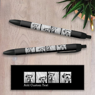 4 Photo Collage - you can change background color Black Ink Pen