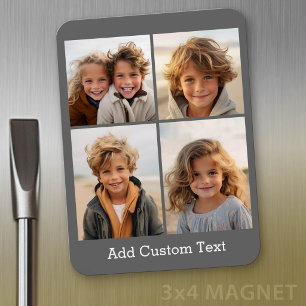4 Photo Collage - you can change background colour Magnet