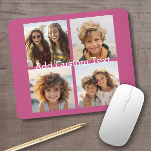 4 Photo Collage - you can change background colour Mouse Pad