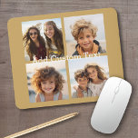 4 Photo Collage - you can change background gold Mouse Pad<br><div class="desc">Use your square Instagram photos for the best results! TO CHANGE THE BACKGROUND - click on the customize or advanced design area, and choose a colour in the colour picker. Add your favourite pictures and snapshots to this film strip for a fun memory keeper. An artistic way to display your...</div>