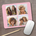 4 Photo Collage - you can change background pink Mouse Pad<br><div class="desc">Use your square Instagram photos for the best results! TO CHANGE THE BACKGROUND - click on the customize or advanced design area, and choose a colour in the colour picker. Add your favourite pictures and snapshots to this film strip for a fun memory keeper. An artistic way to display your...</div>