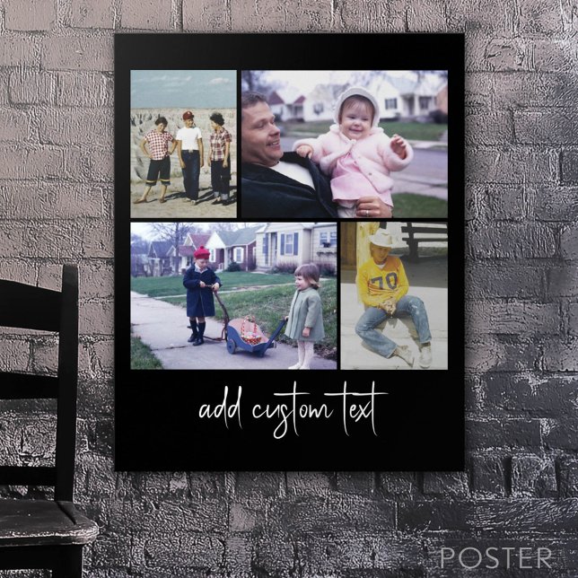 4 Photo Collage - you can change black color  Poster (Custom Poster)