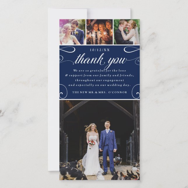 4 Photo Custom Colour Wedding Thank You Photocards (Front)