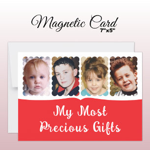 4 photo custom text white red magnetic card