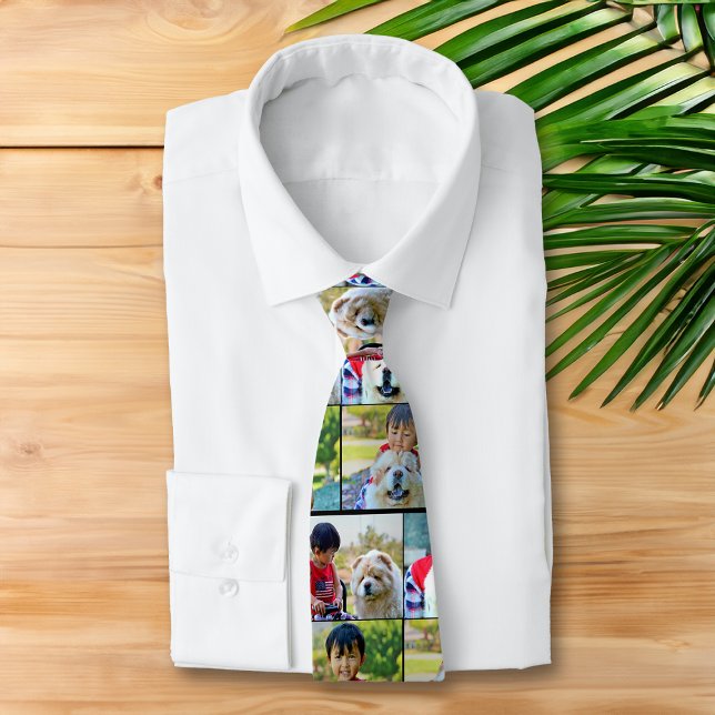 4 Photo Customized Collage Colour Tie (personalized photo collage necktie)