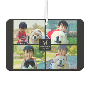 4 Photo Customized Collage with Monogram Air Freshener