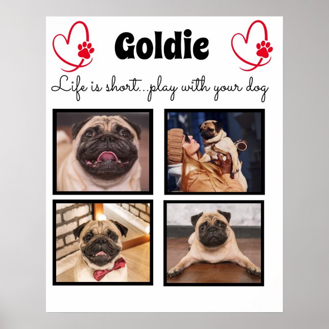 4 photo dog collage - customized family pet memory poster (Front)