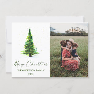 4 PHOTO Elegant Minimalist Christmas Tree Greeting Invitation