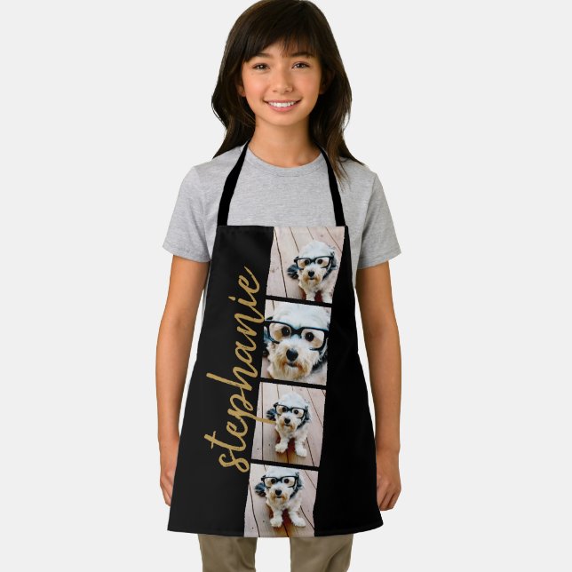 4 Photo Film Strip Collage Script Name black Apron (Insitu)