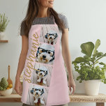 4 Photo Film Strip Collage Script Name blush gold Apron<br><div class="desc">Photo collage in a film strip layout with a huge modern script for the name. Use up to four square or selfie phone photos to create a unique and personal gift. Or you can keep the hipster puppy and make a trendy keepsake. For best results, use photos that have been...</div>