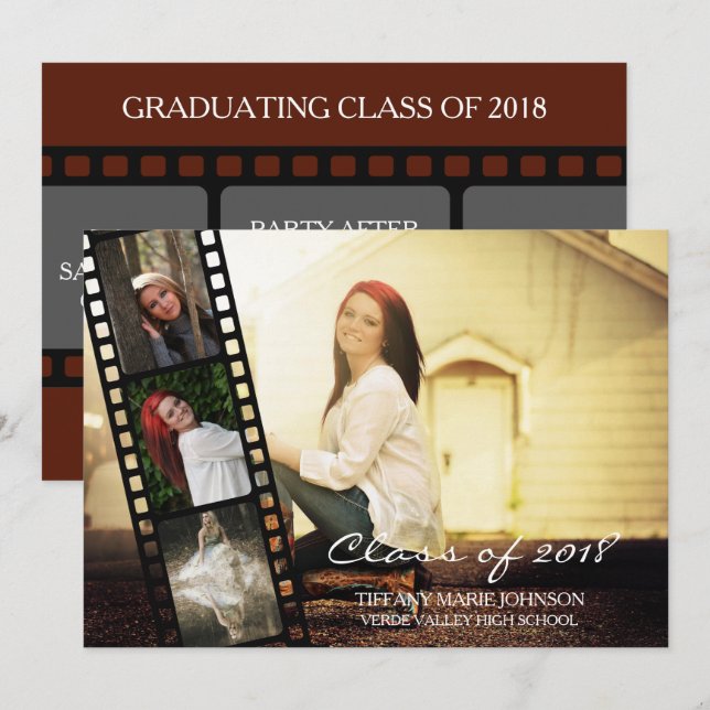 4 PHOTO Filmstrip Graduating Class of 2018 Invitation (Front/Back)