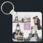 4 Photo Gallery Lovely Lavender Monogram Keychain<br><div class="desc">Add your photos and custom monogram for a special one of a kind design.</div>