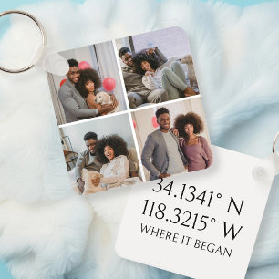 4 Photo GPS Coordinates Personalized Keychain