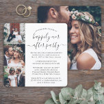 4 Photo Happily Ever After Party Square Wedding Invitation<br><div class="desc">Invite family and friends to a simply elegant reception-only wedding celebration with this stylish modern 4 photo collage square invitation. All wording is simple to personalize for a vow renewal ceremony, sequel wedding, 1st anniversary, post-elopement or dinner party. Customize it to include any details of your choice, such as marriage...</div>