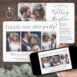 4 Photo Happily Ever After Party Wedding Reception Invitation<br><div class="desc">Invite family and friends to a simply elegant reception-only wedding celebration with this stylish modern 4 photo collage invitation. All wording is simple to personalize for a vow renewal ceremony, sequel wedding, 1st anniversary, post-elopement or dinner party. Customize it to include any details of your choice, such as marriage date,...</div>