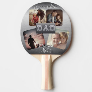 4 Photo - Happy Father’s Day Metal Theme Ping Pong Paddle
