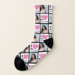 4 Photo I Love My Girlfriend Pink Hearts Gift Socks<br><div class="desc">These super-cute, customizable, 4-photo, I Love My Girlfriend socks make a fun gift for your boyfriend on his birthday, Valentine's Day, your anniversary or just because. The simple, modern, design features a mix of bold and retro typewriter fonts in black and pink hearts. Simply change out the photo with your...</div>