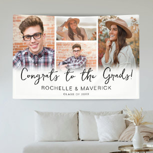 4 Photo Joint Graduation Party Banner