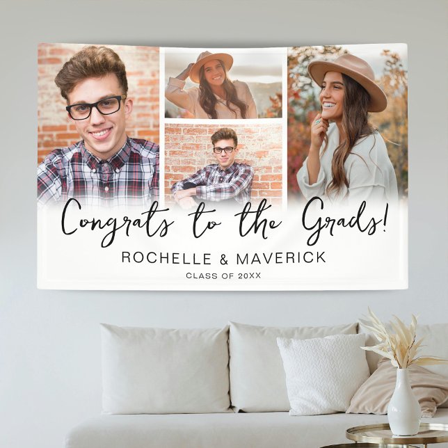 4 Photo Joint Graduation Party Banner (Creator Uploaded)