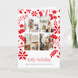 4 Photo Jolly Holiday Nordic Flower Christmas Card