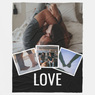 4 Photo Love Personalized Fleece Blanket