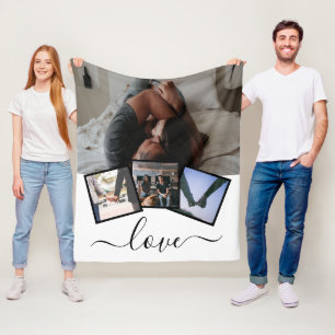 4 Photo Love Personalized Fleece Blanket
