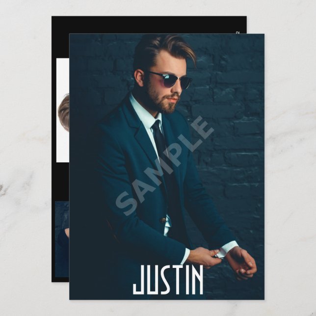 4 Photo Male Model Headshot Comp Card Template (Front/Back)