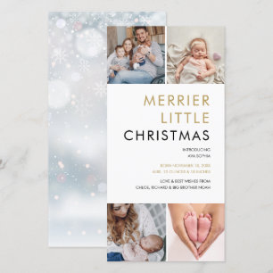 4 Photo Merrier Little Christmas Birth Holiday Card
