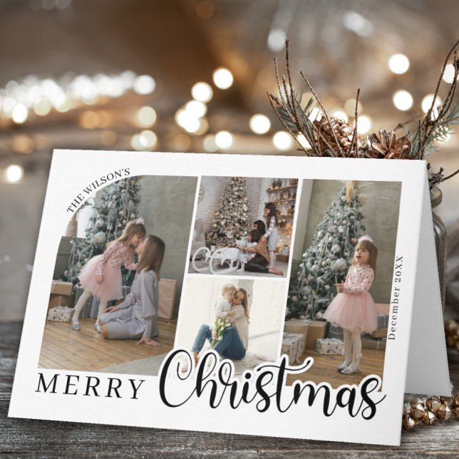 4 photo Merry Christmas Bold Script Photo Card (Creator Uploaded)