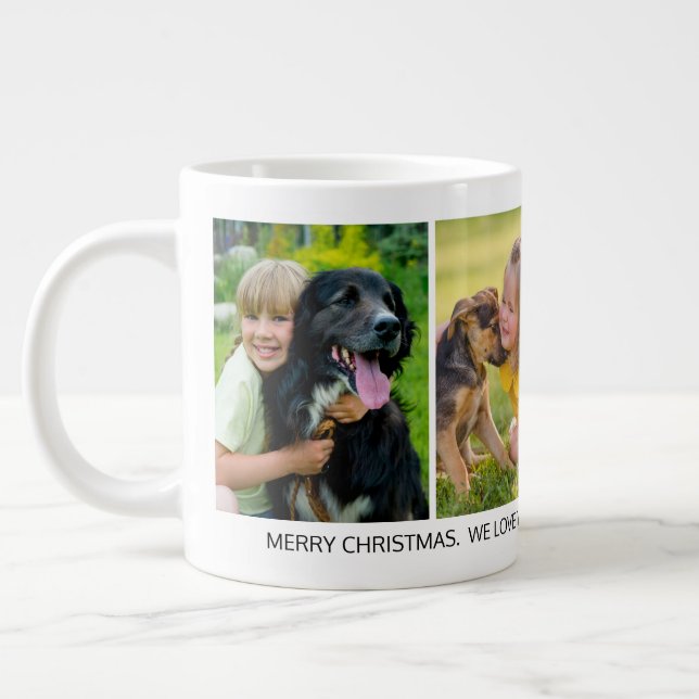 4 Photo Merry Christmas Grandparent Grandchild  Large Coffee Mug (Left)