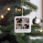 4 Photo Merry Christmas Holiday  Ceramic Ornament<br><div class="desc">Elevate your holiday decor with this 4 Photo Merry Christmas Holiday Ceramic Ornament. This timeless and elegant design allows you to showcase your cherished holiday photos. Add a personalized touch to your Christmas tree or create a memorable gift for loved ones. To modify details, click 'Details', and for text adjustments,...</div>