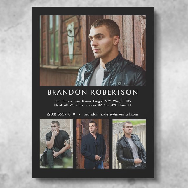 4 Photo Model Actor 5x7 Comp/Zed Card Template (Available in high quality print or digital download for quick messaging, email or self printing.)