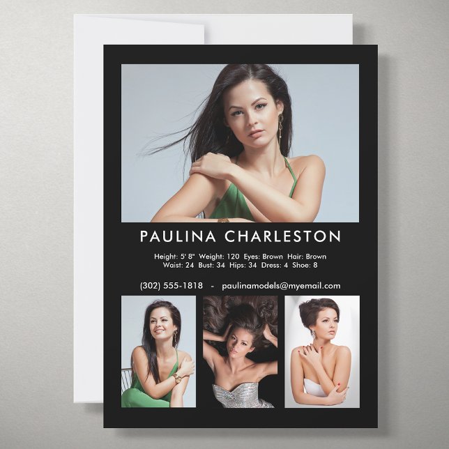 4 Photo Model Actor 5x7 Comp/Zed Card Template (Available in high quality print or digital download for quick messaging, email or self printing.)