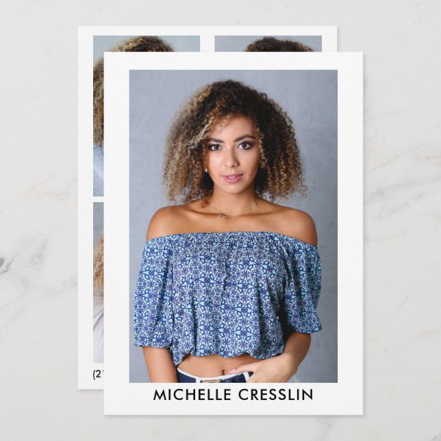 4 Photo Model Actor Comp Zed Card 5x7 (Front/Back)