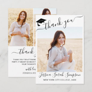 4 PHOTO Modern Simple Minimalist Graduation  Thank You Card