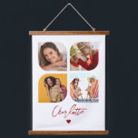 4 Photo Modern Trendy Simple Personalized Name Hanging Tapestry<br><div class="desc">4 Photo Modern Trendy Simple Heart Personalized Name Hanging Tapestry features four of your favourite photos with your personalized name in elegant red calligraphy script accented with a love heart. Personalize by editing the text in the text box provided. Perfect for birthday, Christmas, Mother's Day, baby showers, bridal showers, mom,...</div>