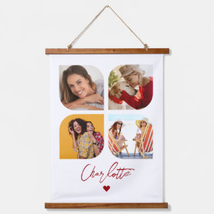 4 Photo Modern Trendy Simple Personalized Name Hanging Tapestry