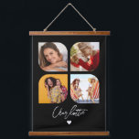 4 Photo Modern Trendy Simple Personalized Name Hanging Tapestry<br><div class="desc">4 Photo Modern Trendy Simple Heart Personalized Name Hanging Tapestry features four of your favourite photos with your personalized name in elegant white calligraphy script accented with a love heart. Personalize by editing the text in the text box provided. Perfect for birthday, Christmas, Mother's Day, baby showers, bridal showers, mom,...</div>