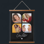 4 Photo Modern Trendy Simple Personalized Name Hanging Tapestry<br><div class="desc">4 Photo Modern Trendy Simple Heart Personalized Name Hanging Tapestry features four of your favourite photos with your personalized name in elegant white calligraphy script accented with a love heart. Personalize by editing the text in the text box provided. Perfect for birthday, Christmas, Mother's Day, baby showers, bridal showers, mom,...</div>